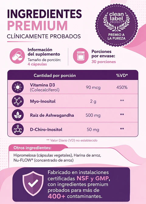 Intimate Rose Myo & D-Chiro Inositol 40:1 | 120 Cápsulas Veganas | Equilibrio Hormonal Femenino, SOP (PCOS), Ciclo Menstrual, Ovulación, Fertilidad y Bienestar Emocional l Colombia
