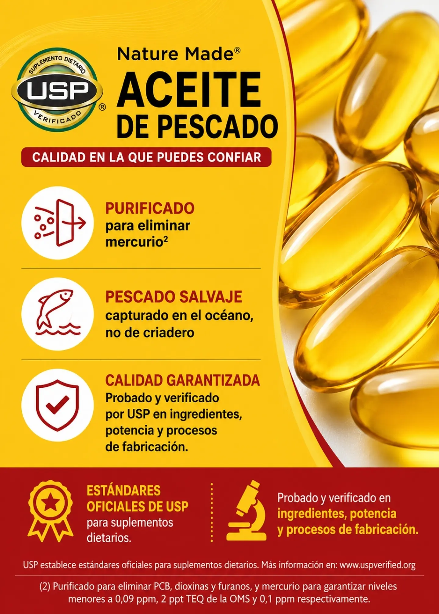 Nature Made Fish Oil 2400 mg x 300 Cápsulas Blandas | Omega-3 EPA + DHA para Corazón, Cerebro, Ojos  y Bienestar General | Purificado de Mercurio | Importado de EE. UU| Colombia 2
