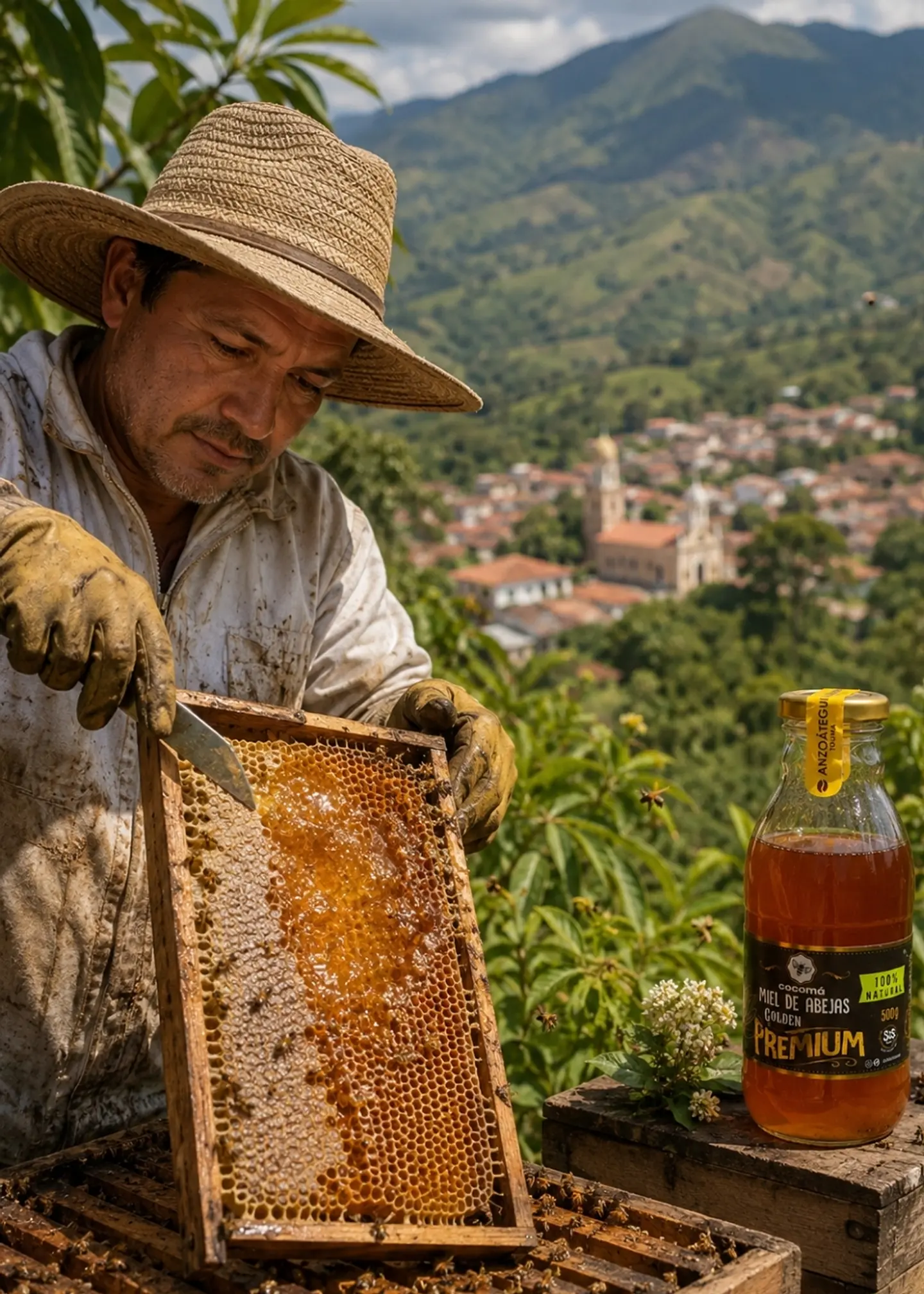 Miel de Origen Anzoátegui, Tolima 500g | Miel Pura 100% Natural | Recolectada Artesanalmente | Notas Cítricas de Limón | Sin Azúcar Añadida | Sin Conservantes | Envase de Vidrio 3