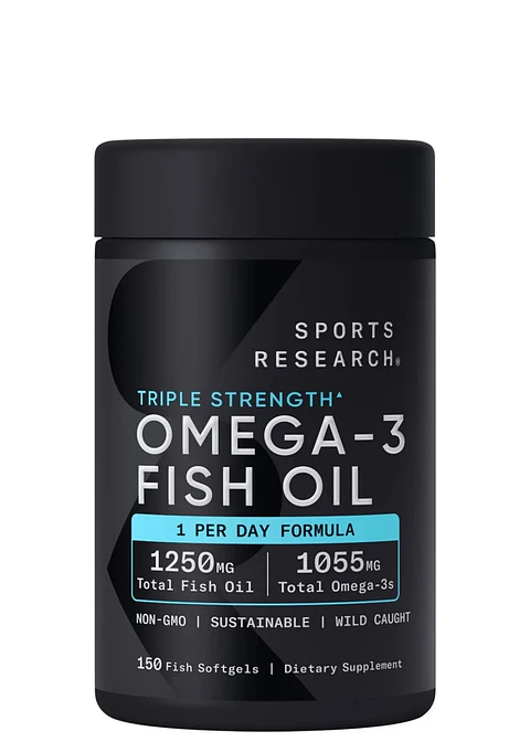 Sport Research Omega-3 Triple Strength 1055 mg x 150 Cápsulas | EPA 690 mg + DHA 260 mg | Aceite de Pescado Salvaje en Triglicéridos | Alta Potencia| Importado EE.UU. | Colombia