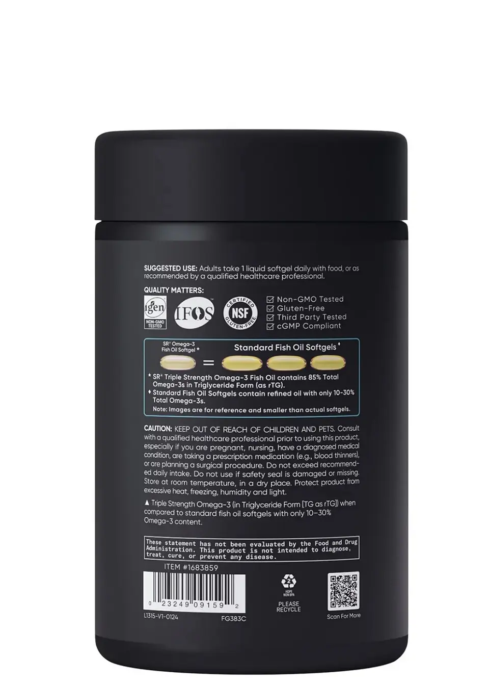 Sport Research Omega-3 Triple Strength 1055 mg x 150 Cápsulas | EPA 690 mg + DHA 260 mg | Aceite de Pescado Salvaje en Triglicéridos | Alta Potencia| Importado EE.UU. | Colombia 3