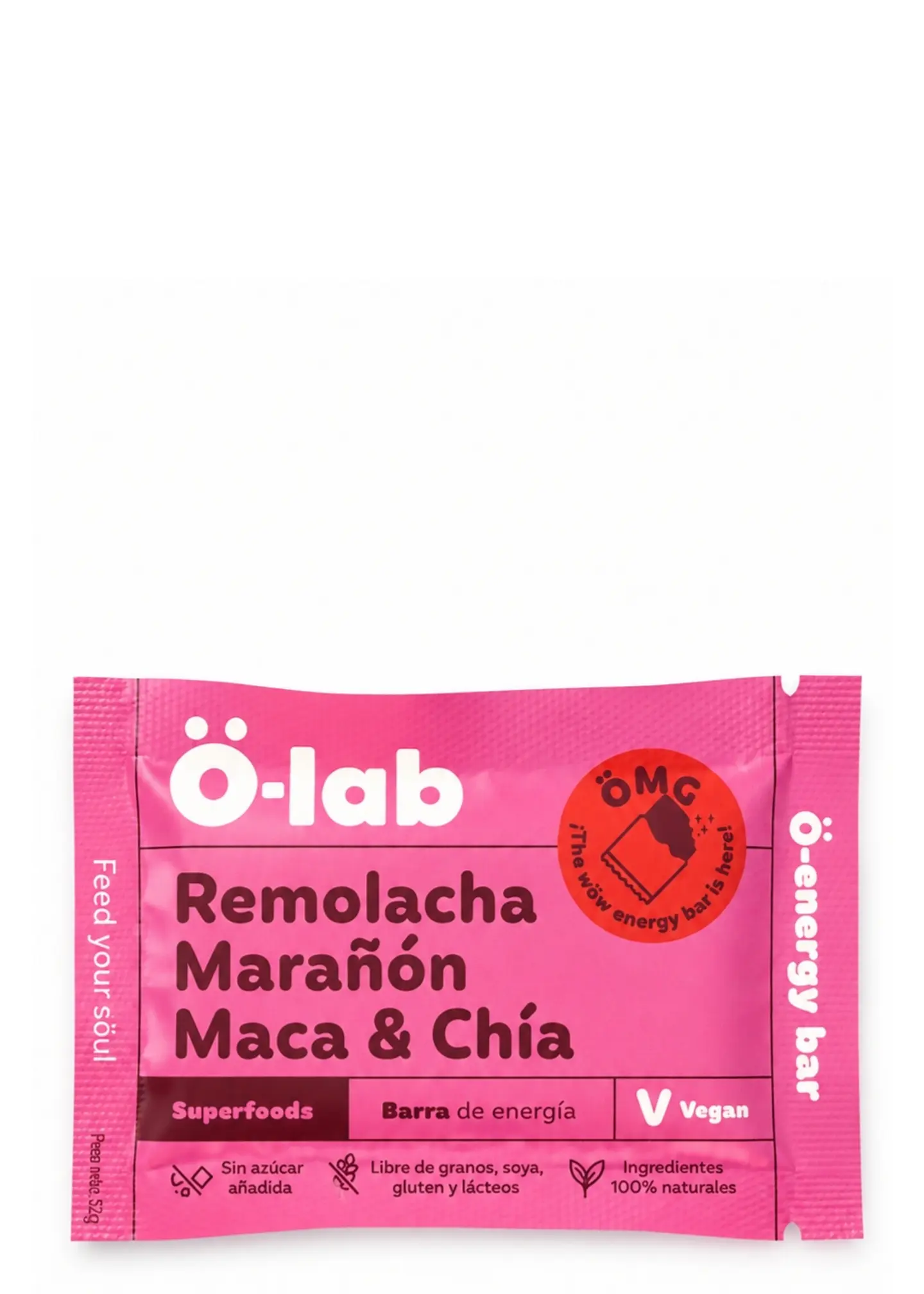 Barra de Energía Vegana Remolacha, Marañón, Maca y Chía 52g | Superfoods, 6 g Proteína, Sin Azúcar Añadida y Sin Gluten 1
