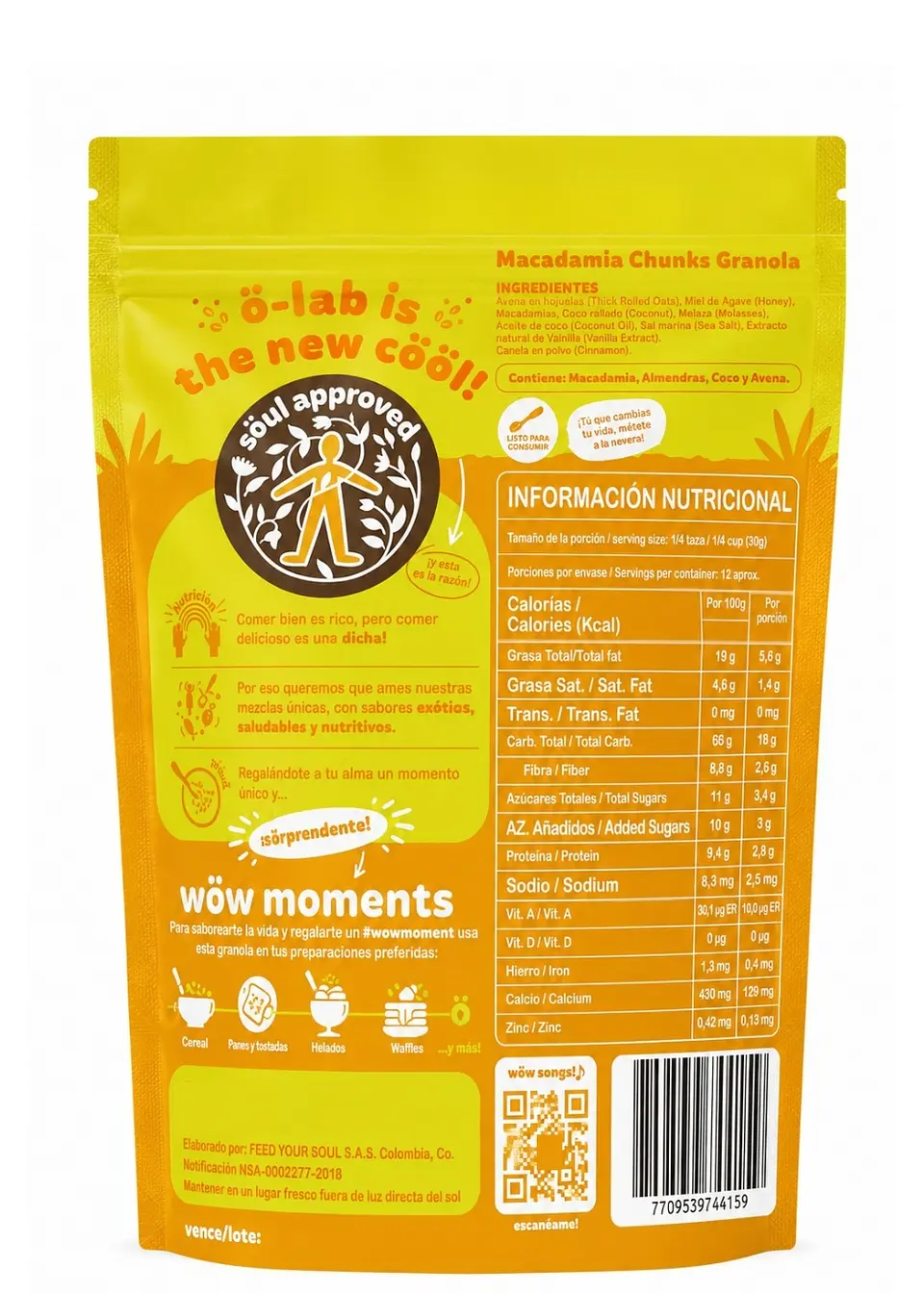 Granola Macadamia Chunks 350 g | Maracuyá, Coco, Almendras y Avena | Sin Conservantes 3