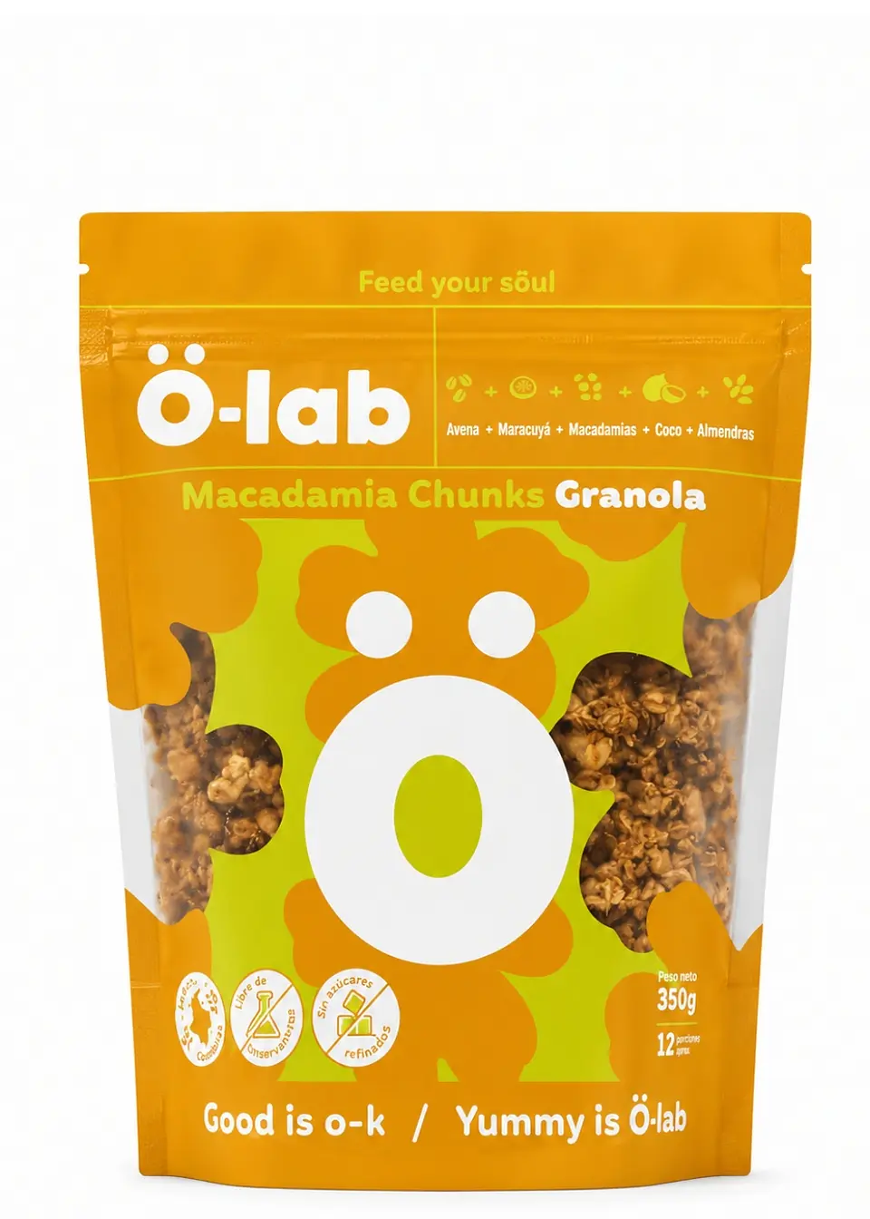 Granola Macadamia Chunks 350 g | Maracuyá, Coco, Almendras y Avena | Sin Conservantes 1