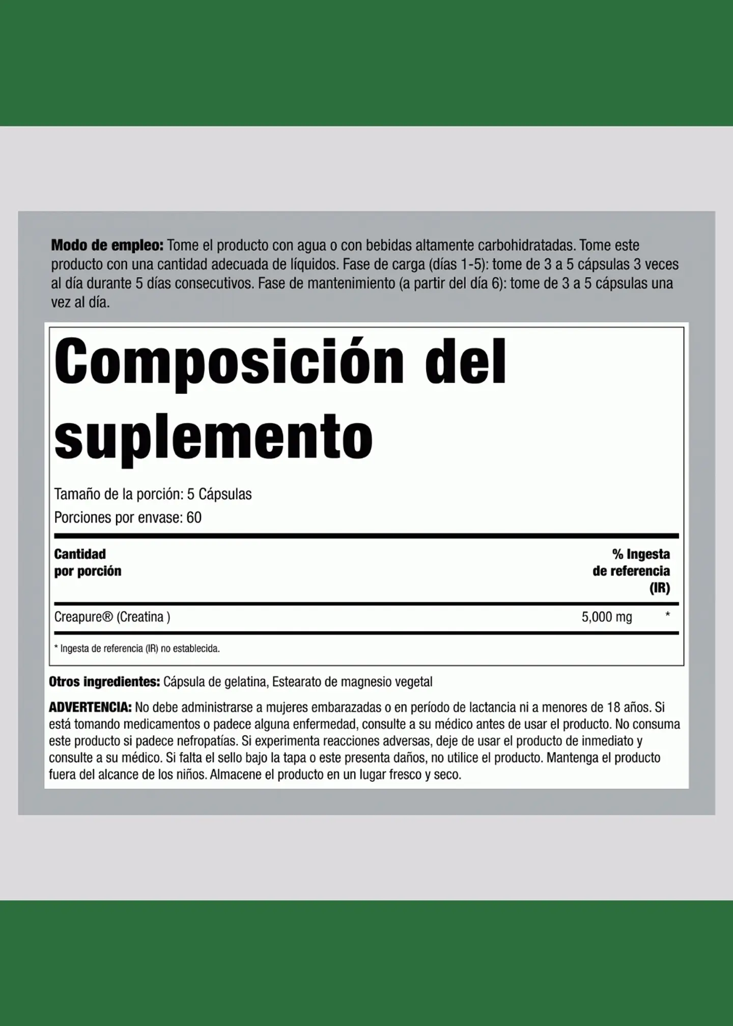 German Creatina Monohidratada Creapure® 1000 mg | 300 Cápsulas | 5000 mg por Porción | 60 Porciones | Fuerza, Potencia y Rendimiento Deportivo | Importado EE. UU. | Colombia 3