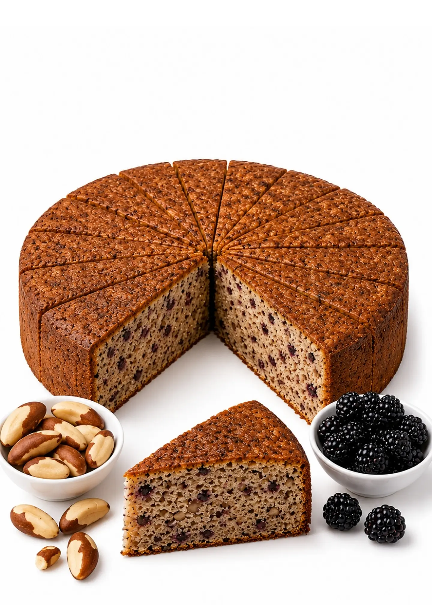 Torta de Mora y Nueces del Brasil Gourmet 2,2 kg | 16 Porciones | Bizcocho Artesanal Tipo Chiffon | Estilo Cafés de Especialidad 1