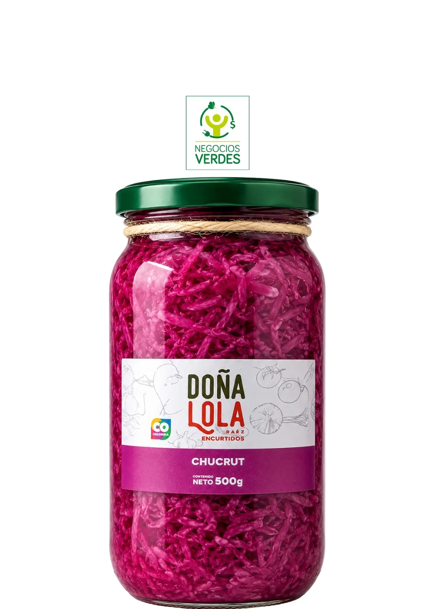 Chucrut de Repollo Morado Artesanal 500 g | Fermentado Natural | Alimento Vivo con Cultivos de Fermentación | Sin Conservantes ni Aditivos | Registro INVIMA 1