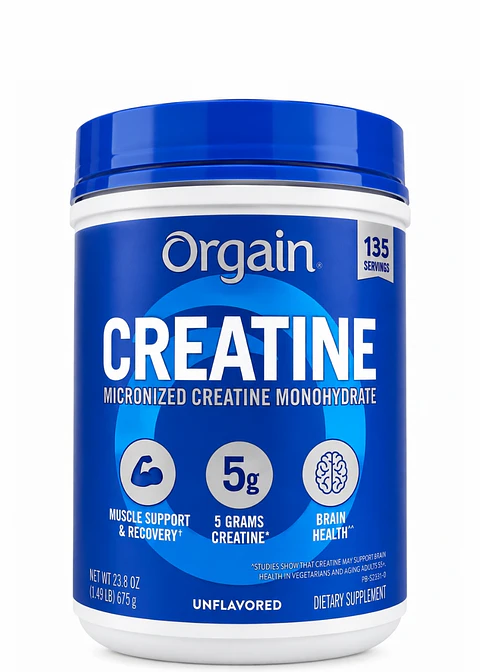 Orgain Creatina monohidratada micronizada 5g | 675 g | 135 porciones | Sin sabor | Importada de EE. UU.  | Colombia