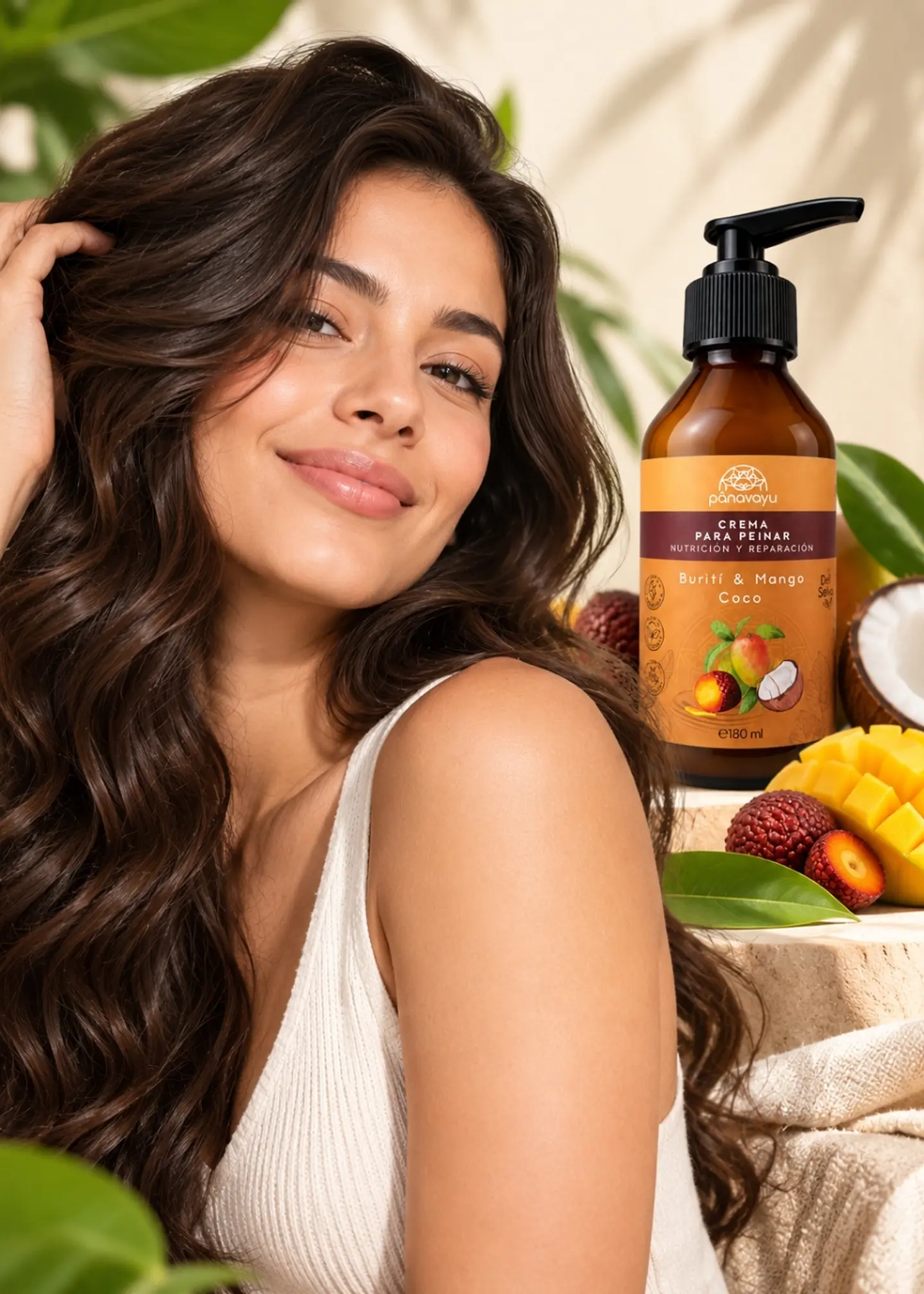 Panavayu Crema para peinar reparadora e hidratante Burití, mango y coco 180 ml | Cabello seco, dañado y con frizz | Hecha en Colombia 3