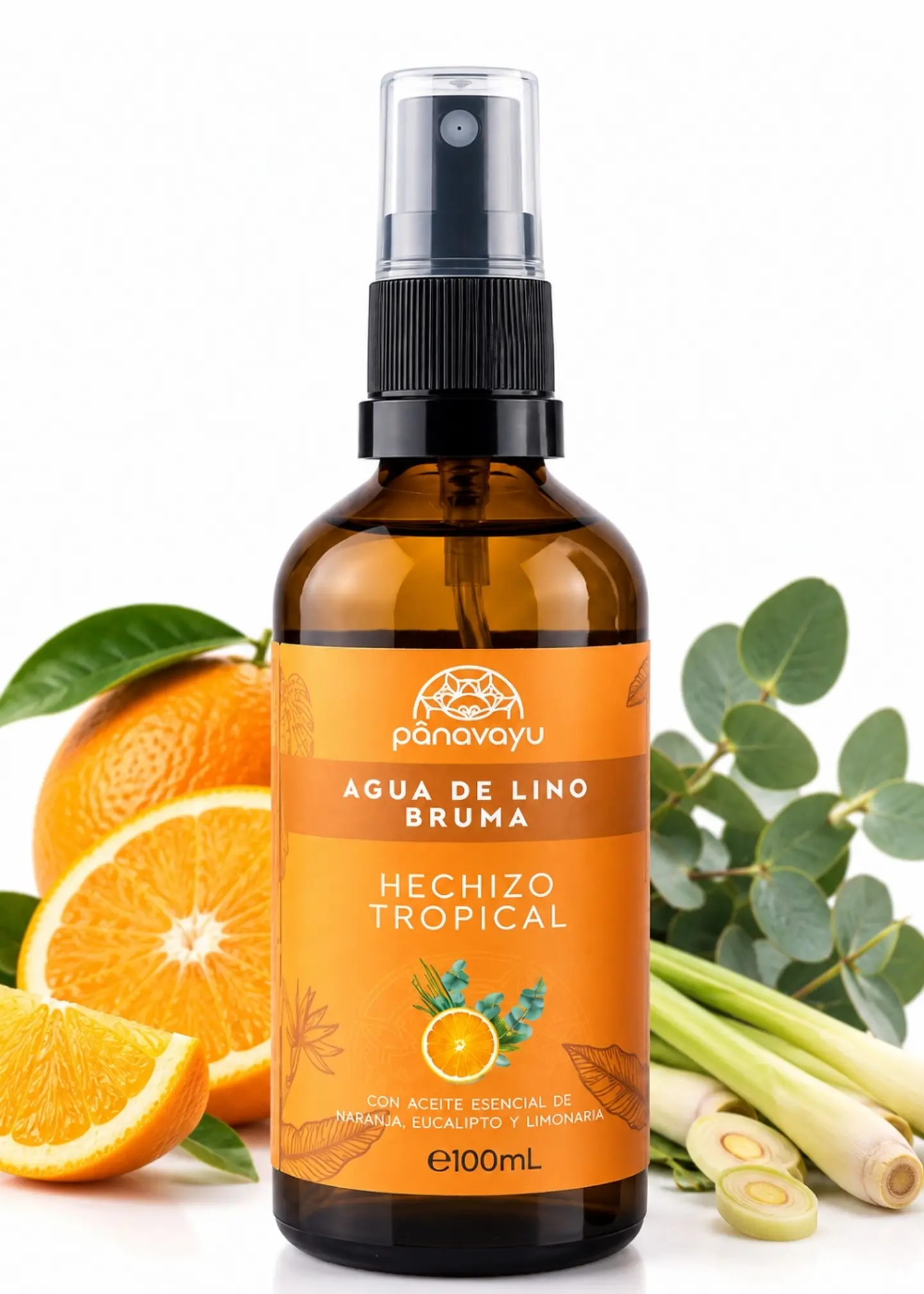 Panavayu Bruma aromatizante Hechizo Tropical 100 ml | Naranja, eucalipto y limonaria | Para ambientes y textiles | Hecha en Colombia 1
