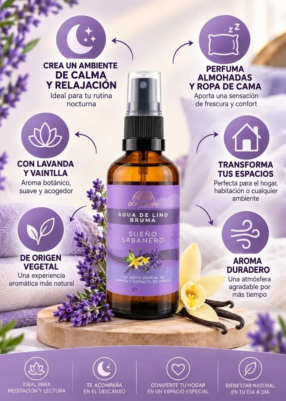 Panavayu Bruma aromatizante Sueño Sabanero 50 ml | Lavanda y vainilla | Para ambientes y textiles | Hecha en Colombia 2
