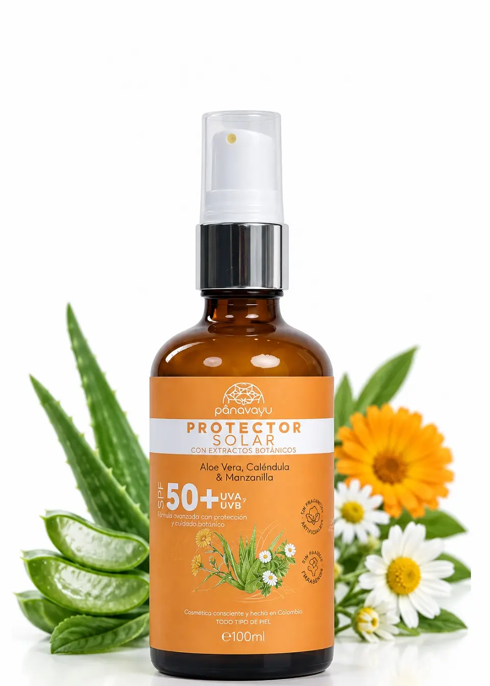 Panavayu Protector solar con extractos botánicos SPF 50+ 100 ml | Protección UVA y UVB | Con aloe vera | Hecho en Colombia 1