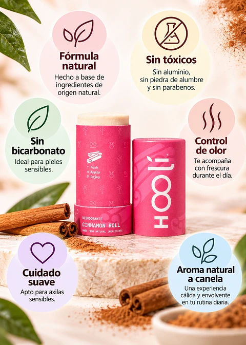 Desodorante Natural Canela 60g | Sin bicarbonato, Sin Aluminio, Sin Piedra Alumbre y Sin Parabenos | Control de Olor, Equilibrio Natural y Cuidado Suave para Axilas Sensibles