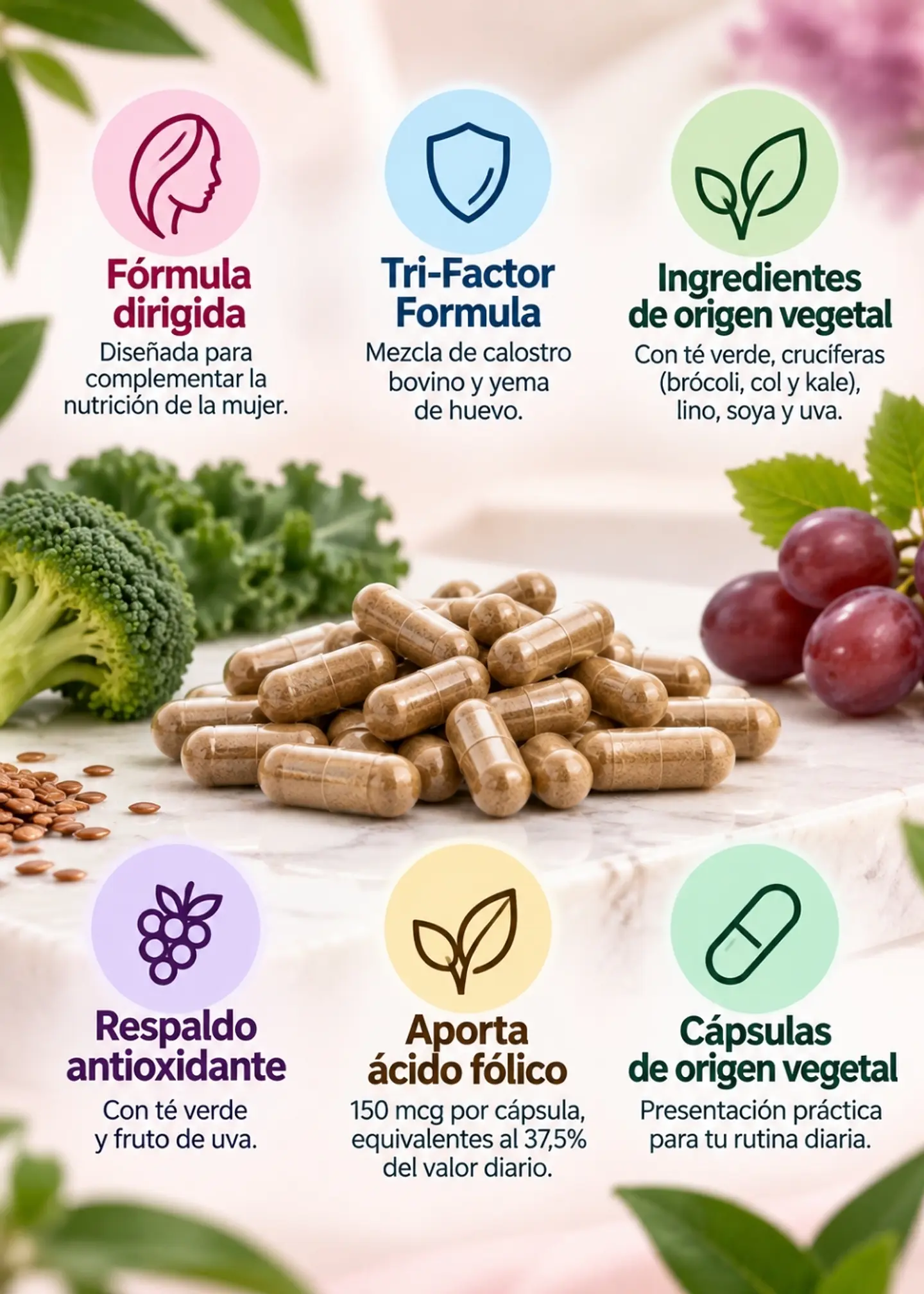 4Life Transfer Factor Belle Vie | 60 cápsulas de 467 mg | Tri-Factor Formula | Ácido fólico | Colombia 2