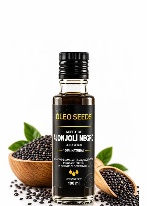 Óleo Seeds Aceite de Ajonjolí Negro Extra Virgen 100 ml | Prensado en frío | 100% natural | Sin aditivos ni conservantes | Colombia
