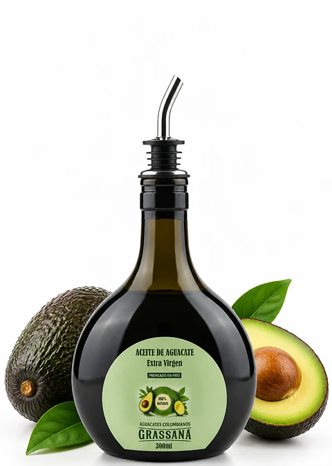 Aceite de Aguacate Grassana Extra Virgen 300 ml | 100% Pulpa Hass | Prensado en Frío | Sin Refinar | Colombiano