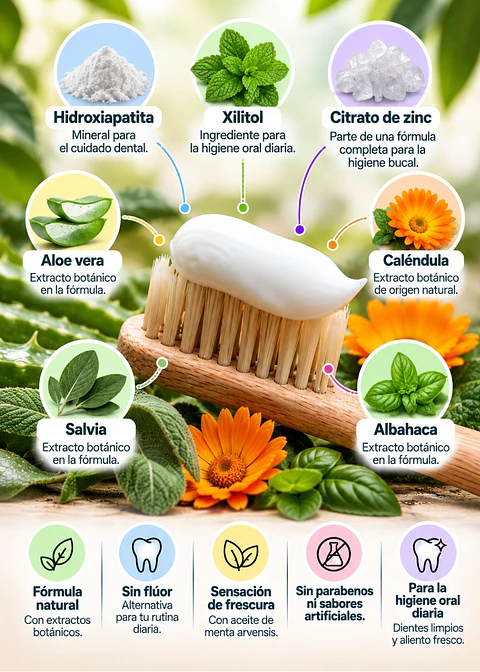 Denti Essence Crema Dental Natural sin Flúor 90 g | Hidroxiapatita, Xilitol, Zinc y Extractos Botánicos |  Colombia