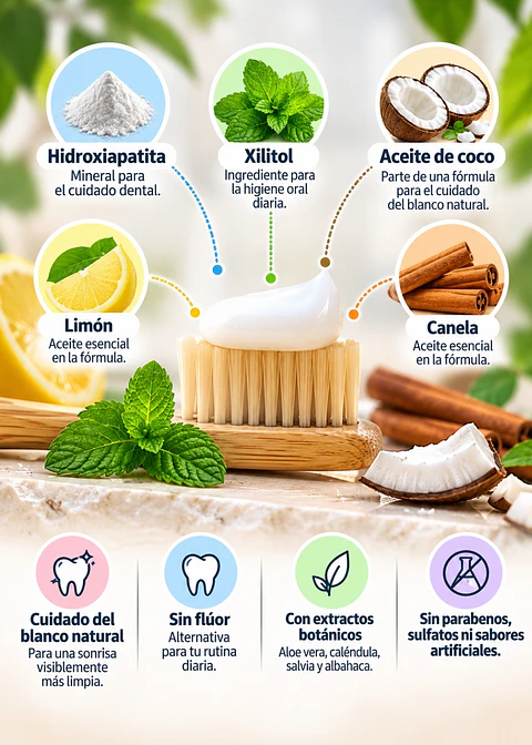 Denti Essence Blanco Total Crema Dental sin Flúor 90 g | Hidroxiapatita, Xilitol y Aceite de Coco | Cuidado del Blanco Natural| Colombia