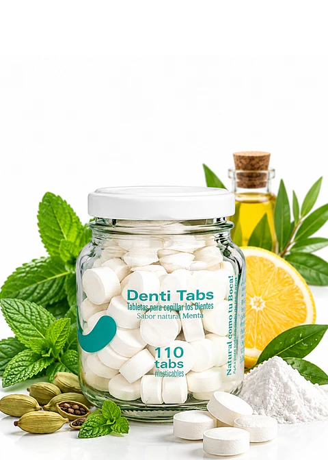 Denti Essence Denti Tabs x 110 | Crema Dental en Pastillas sin Flúor con Xilitol y Zinc | Sabor Menta | Colombia