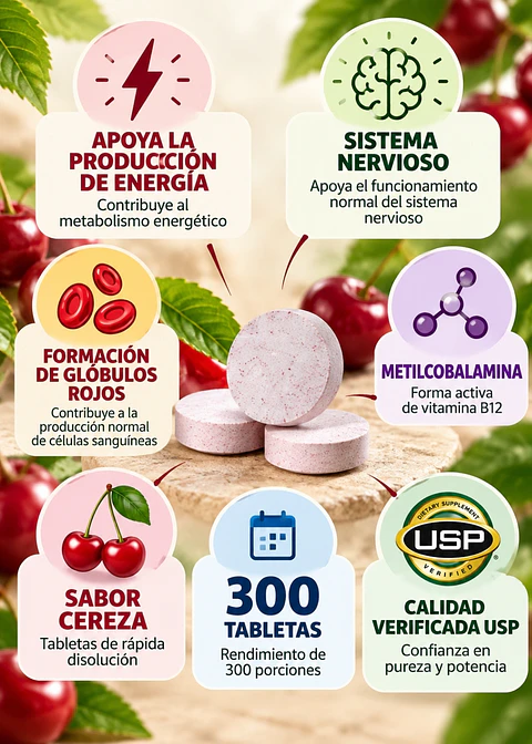 Kirkland Signature Vitamina B12 5000 mcg x300 Tabletas Sublinguales | Metilcobalamina | Energía, Sistema Nervioso y Formación de Glóbulos Rojos| USP Verified | Importada de EE. UU. | Colombia