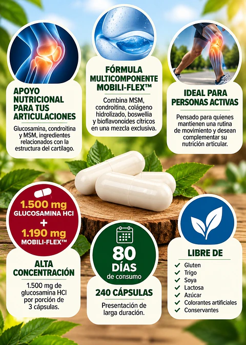 Puritan’s Pride Glucosamina + Condroitina + MSM | 240 cápsulas | Nutrición y bienestar articular | Importado EE.UU. | Colombia