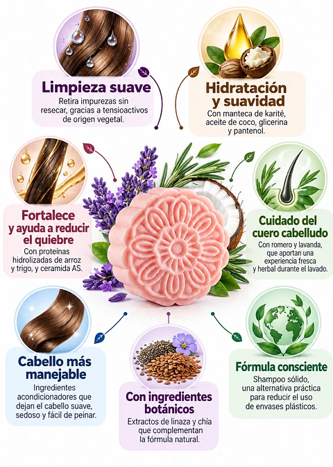 Panavayu Shampoo Sólido Natural de Lavanda y Romero 85 g | Limpieza Suave, Hidratación y Cuidado Capilar | Con Ceramidas, Proteínas Vegetales y Pantenol | Colombia