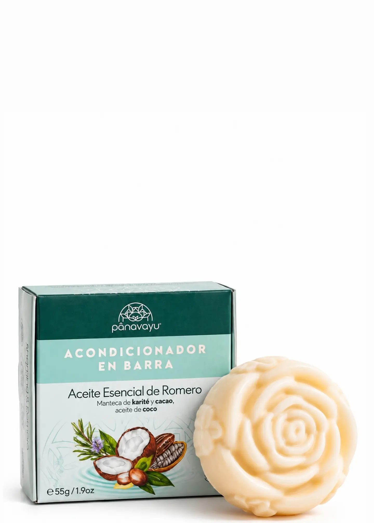 Panavayu Acondicionador Sólido de Romero, Karité, Cacao y Coco | 55 g | Hidratación, Desenredo y Control del Frizz | Con Pantenol | Colombia 3