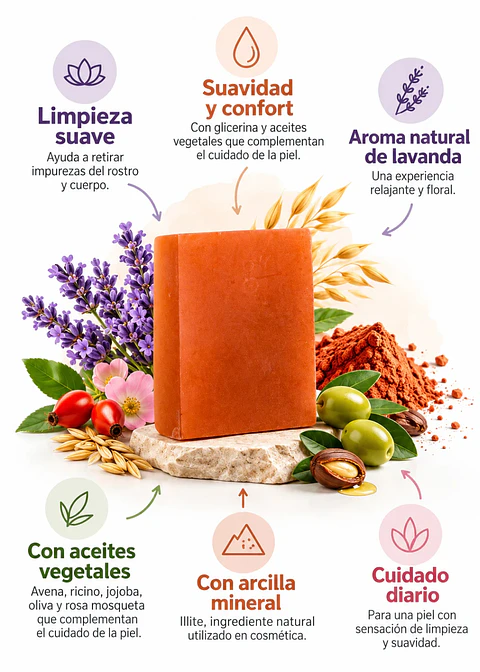 Panavayu Jabón Natural Artesanal de Lavanda y Arcilla Roja 100 g | Facial y Corporal | Limpieza, Suavidad y Cuidado de la Piel