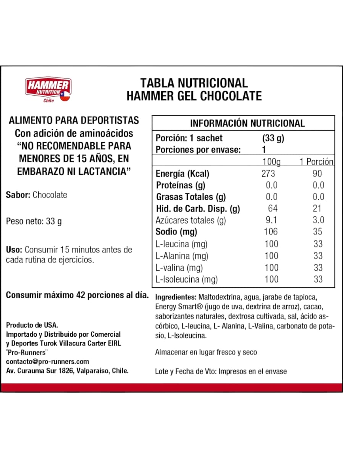 GEL ENERGETICO HAMMER: CHOCOLATE  3