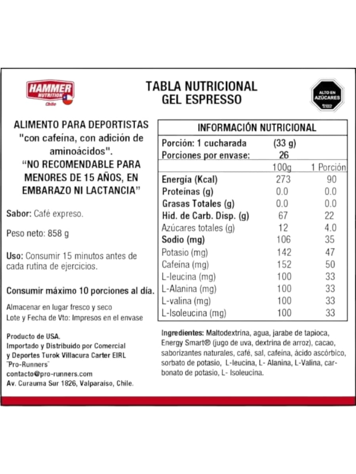 GEL ENERGETICO HAMMER: ESPRESSO 3