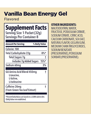 GU VAINILLA BEAN PACK 6 