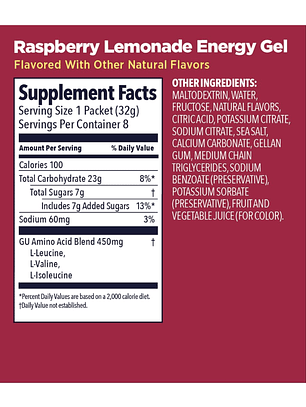 GU RASPBERRY LEMONADE PACK 6