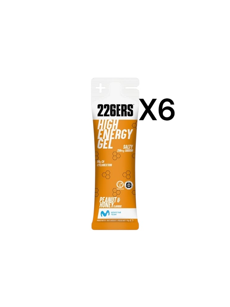 226ERS HIGH ENERGY GEL PEANUT & HONEY PACK 6 1