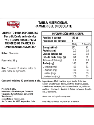 HAMMER GEL CHOCOLATE PACK 6