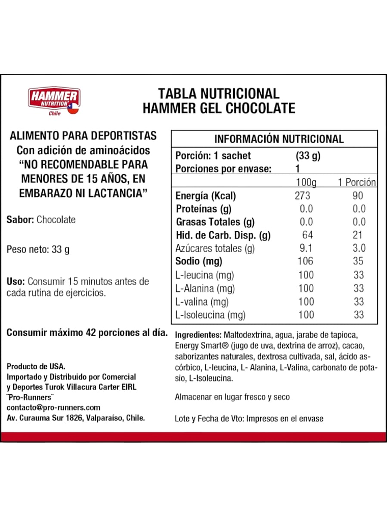 HAMMER GEL CHOCOLATE PACK 6 2