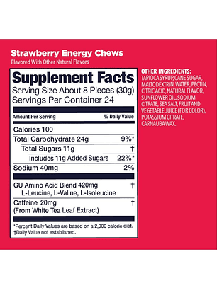 GU ENERGY CHEWS STRAWBERRY PACK 6
