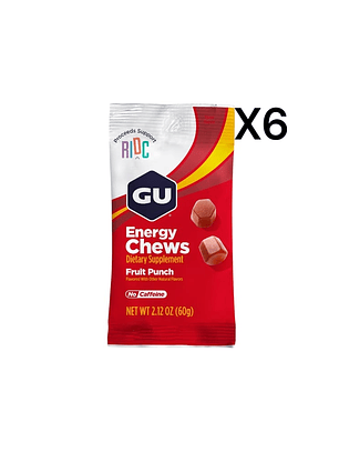 GU ENERGY CHEWS FRUIT PUNCH PACK 6
