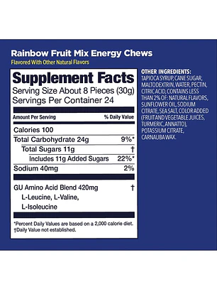 GU ENERGY CHEWS RAINBOW FRUIT MIX PACK 6