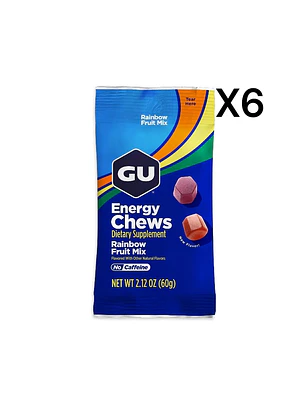 GU ENERGY CHEWS RAINBOW FRUIT MIX PACK 6