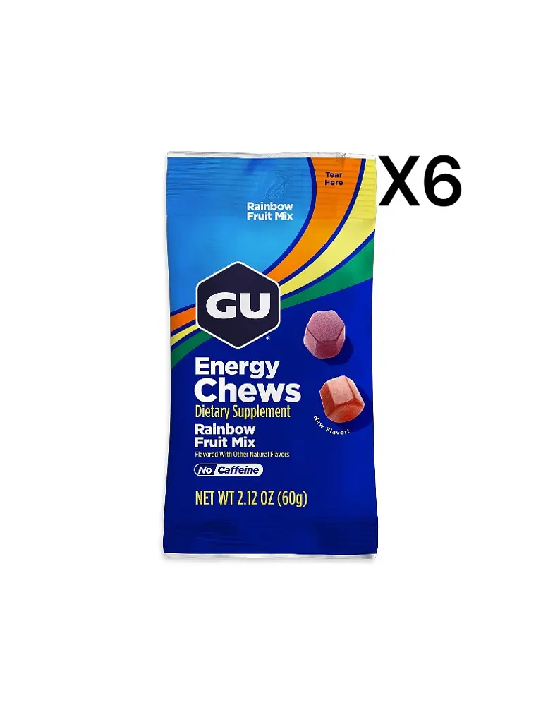GU ENERGY CHEWS RAINBOW FRUIT MIX PACK 6 1