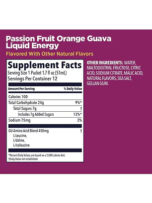 GU LIQUID PASSION FRUIT ORANGE GUAVA PACK 6