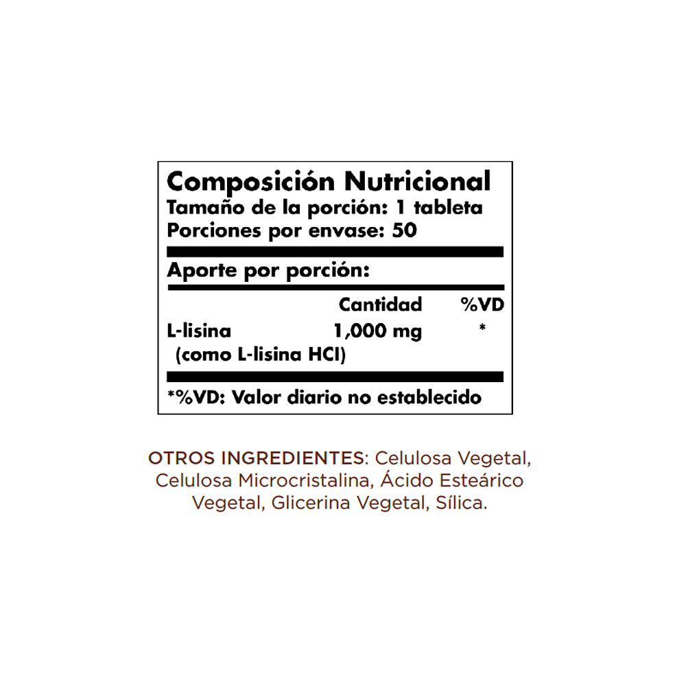 L-Lysina 1000 mg 50 Tabletas Solgar