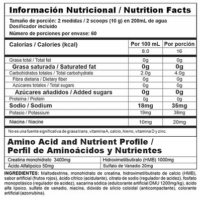 Creatina Monohidratada Crea Stack 60 porciones Nutramerican