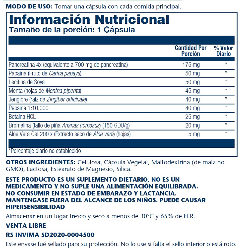 Enzymepro Enzimas Digestivas 60 Capsulas Solaray