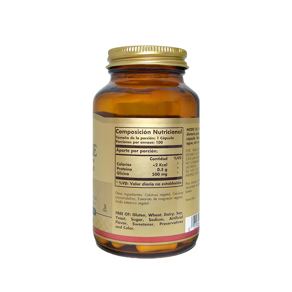 Glycine 500 mg Solgar 100 Capsulas