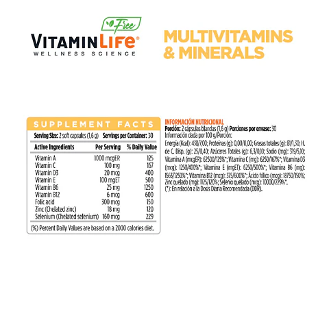 MULTIVITAMINS & MINERALS X 60 VITAMINLIFE VEGAN