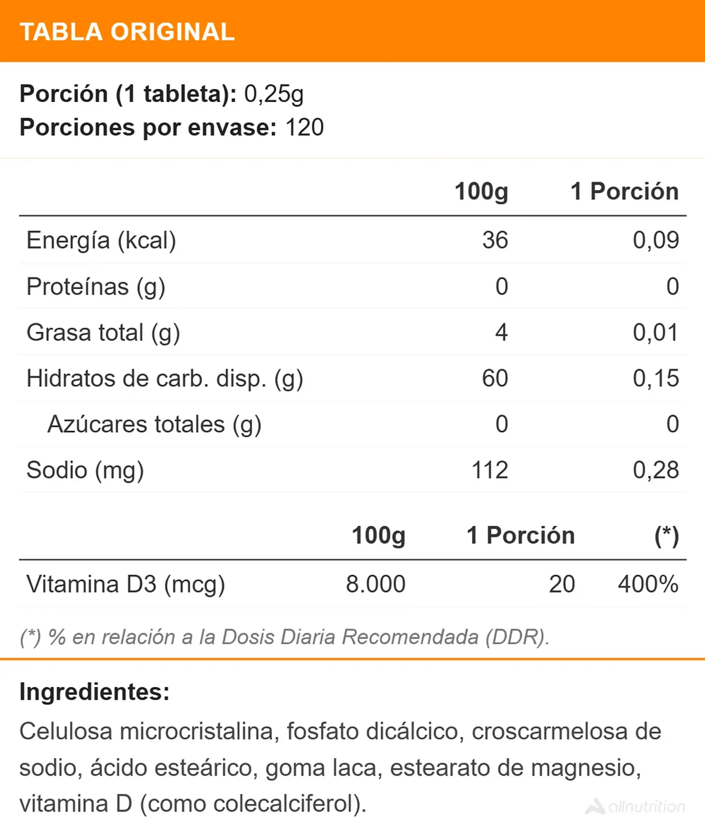 Vitamina D 800 IU (120 tabs) 2