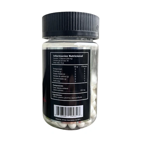 Cafeína 200mg  60 Cápsulas