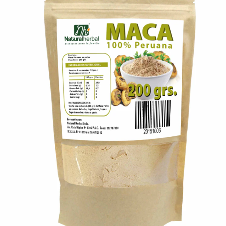 Maca Polvo, 200 g, Natural Herbal 1