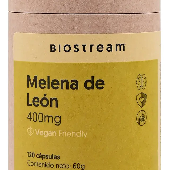 Melena de león, 400 mg, 120 cápsulas, Biostream 1